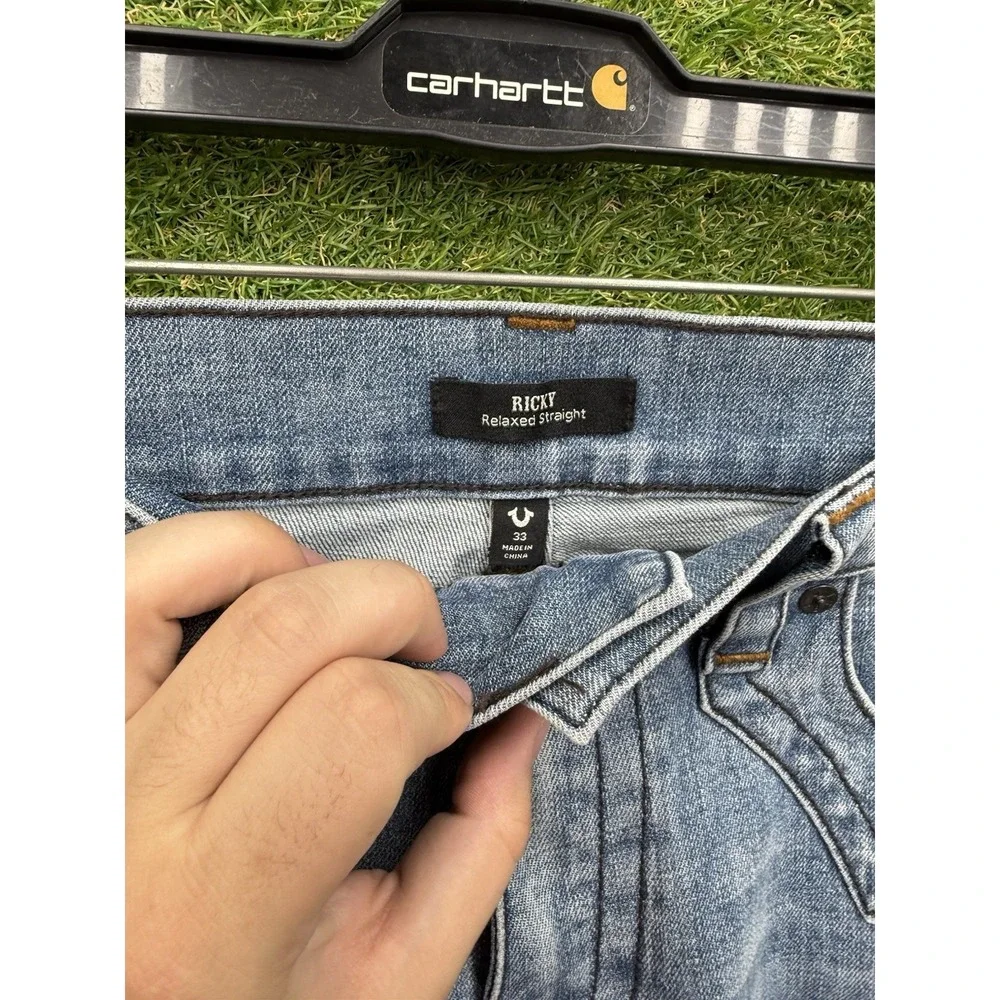 True Religion Jeans Mens 33 Ricky Flap Pockets Relaxed Straight Denim Y2K